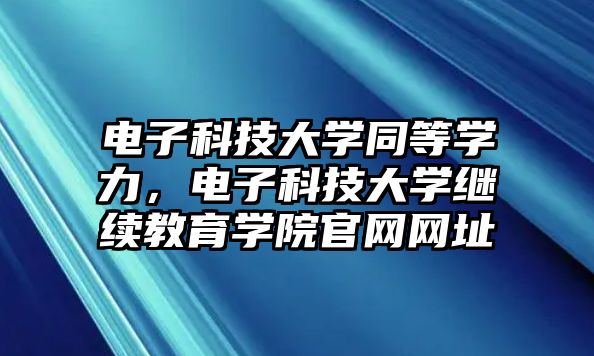 電子科技大學(xué)同等學(xué)力，電子科技大學(xué)繼續(xù)教育學(xué)院官網(wǎng)網(wǎng)址