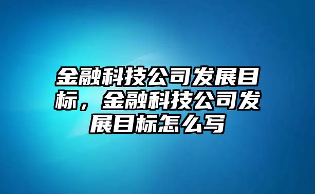 金融科技公司發(fā)展目標(biāo)，金融科技公司發(fā)展目標(biāo)怎么寫