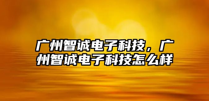 廣州智誠電子科技，廣州智誠電子科技怎么樣