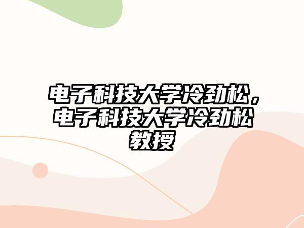 電子科技大學(xué)冷勁松，電子科技大學(xué)冷勁松教授