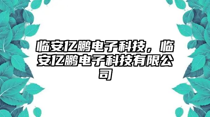 臨安億鵬電子科技，臨安億鵬電子科技有限公司