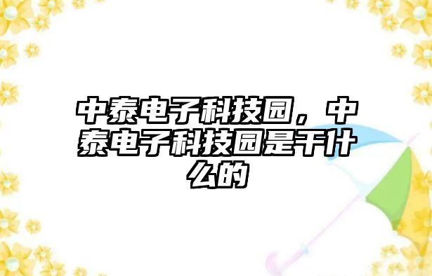 中泰電子科技園，中泰電子科技園是干什么的