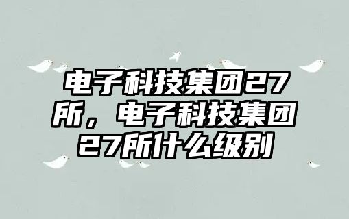 電子科技集團27所，電子科技集團27所什么級別