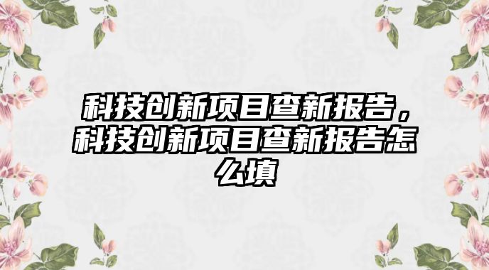 科技創(chuàng)新項目查新報告，科技創(chuàng)新項目查新報告怎么填