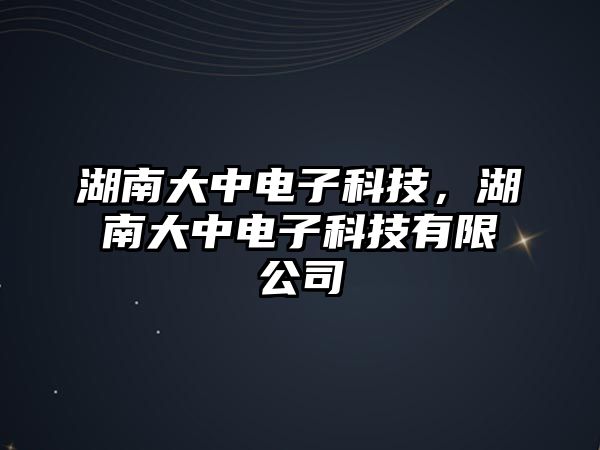 湖南大中電子科技，湖南大中電子科技有限公司