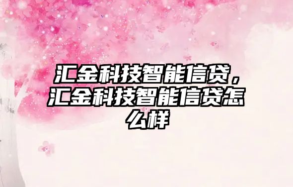 匯金科技智能信貸，匯金科技智能信貸怎么樣