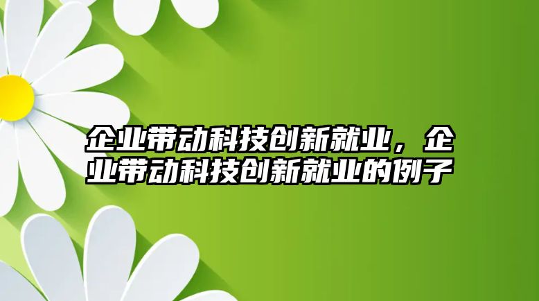 企業(yè)帶動科技創(chuàng)新就業(yè)，企業(yè)帶動科技創(chuàng)新就業(yè)的例子