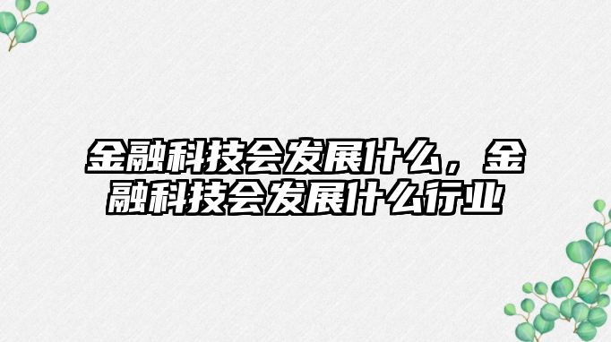 金融科技會(huì)發(fā)展什么，金融科技會(huì)發(fā)展什么行業(yè)