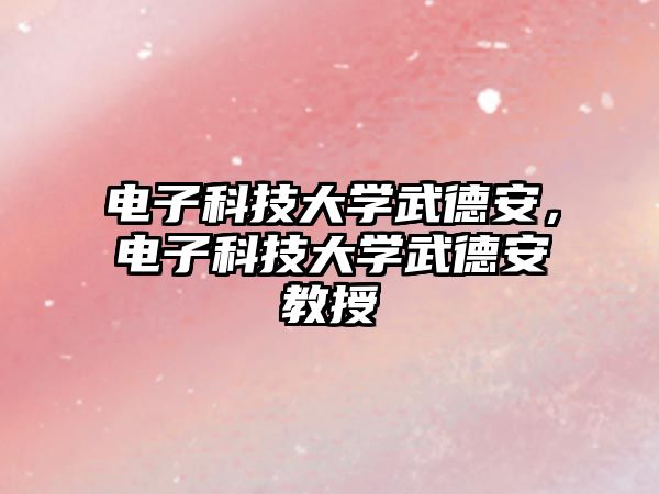 電子科技大學(xué)武德安，電子科技大學(xué)武德安教授