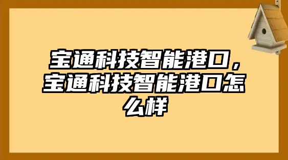 寶通科技智能港口，寶通科技智能港口怎么樣