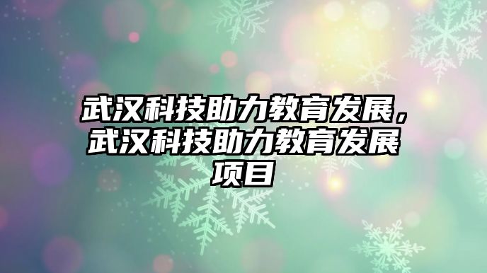 武漢科技助力教育發(fā)展，武漢科技助力教育發(fā)展項(xiàng)目