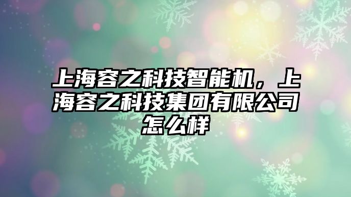 上海容之科技智能機(jī)，上海容之科技集團(tuán)有限公司怎么樣