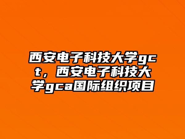 西安電子科技大學(xué)gct，西安電子科技大學(xué)gca國(guó)際組織項(xiàng)目