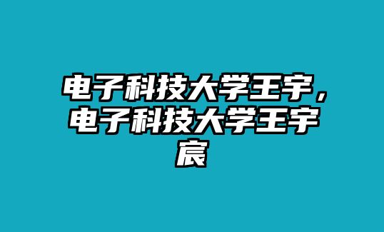 電子科技大學(xué)王宇，電子科技大學(xué)王宇宸