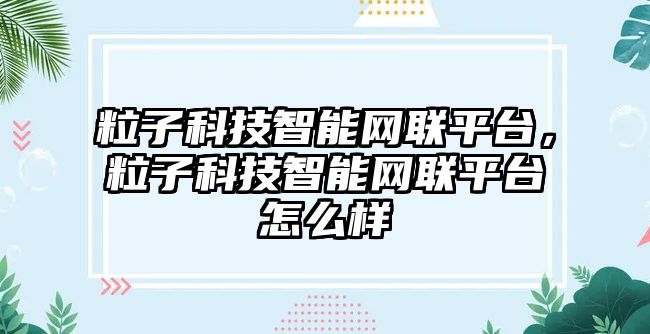 粒子科技智能網(wǎng)聯(lián)平臺(tái)，粒子科技智能網(wǎng)聯(lián)平臺(tái)怎么樣