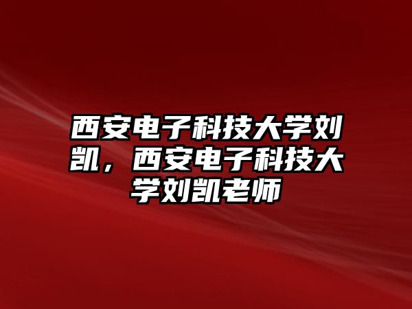 西安電子科技大學劉凱，西安電子科技大學劉凱老師