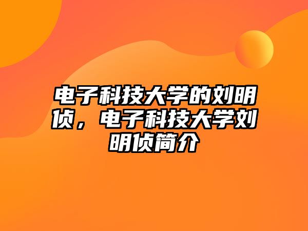 電子科技大學(xué)的劉明偵，電子科技大學(xué)劉明偵簡介