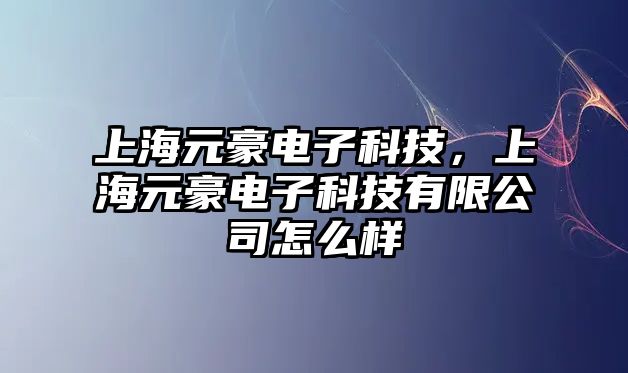 上海元豪電子科技，上海元豪電子科技有限公司怎么樣