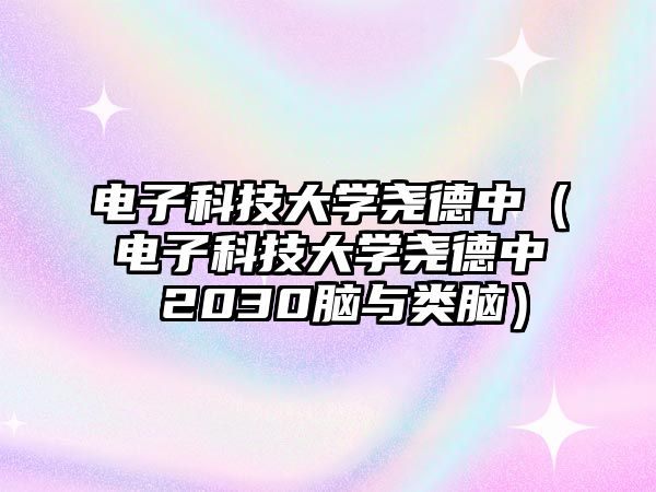 電子科技大學(xué)堯德中（電子科技大學(xué)堯德中 2030腦與類腦）