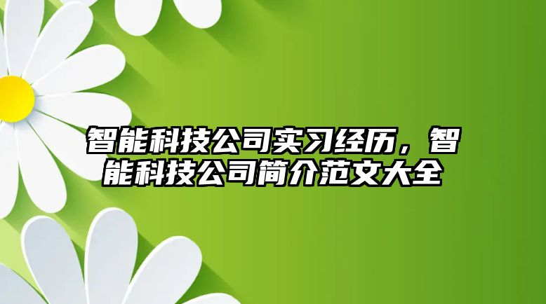 智能科技公司實習(xí)經(jīng)歷，智能科技公司簡介范文大全