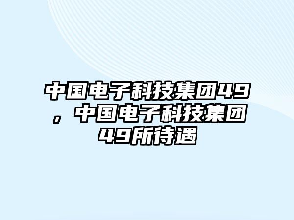 中國電子科技集團49，中國電子科技集團49所待遇