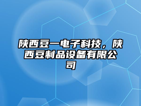 陜西豆一電子科技，陜西豆制品設(shè)備有限公司