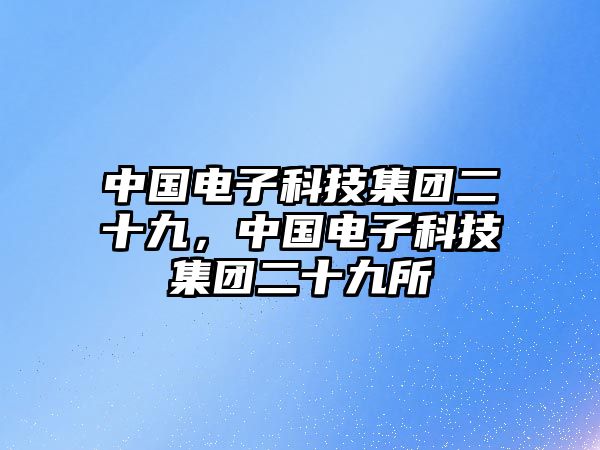 中國電子科技集團(tuán)二十九，中國電子科技集團(tuán)二十九所