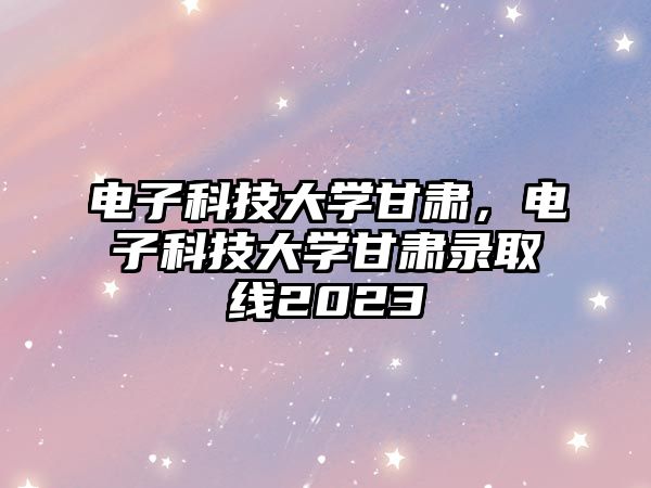 電子科技大學(xué)甘肅，電子科技大學(xué)甘肅錄取線2023