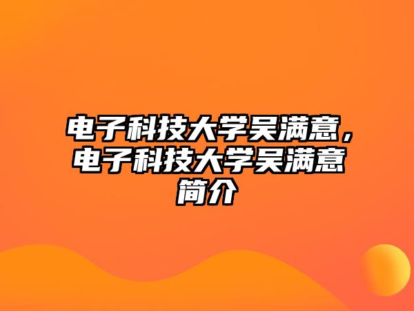 電子科技大學(xué)吳滿意，電子科技大學(xué)吳滿意簡介