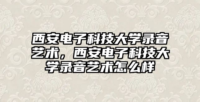 西安電子科技大學錄音藝術，西安電子科技大學錄音藝術怎么樣