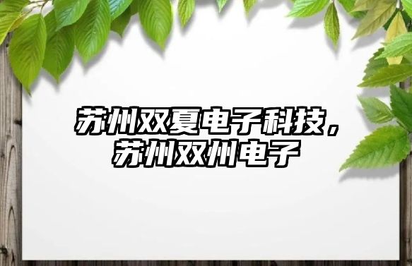 蘇州雙夏電子科技，蘇州雙州電子