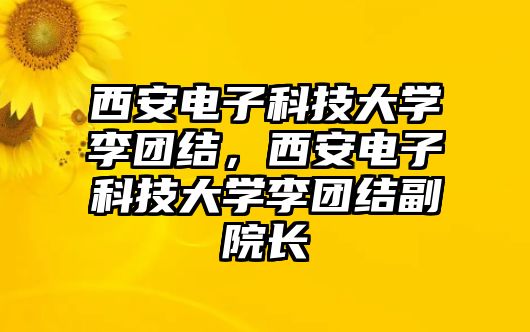 西安電子科技大學(xué)李團(tuán)結(jié)，西安電子科技大學(xué)李團(tuán)結(jié)副院長