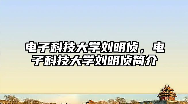 電子科技大學(xué)劉明偵，電子科技大學(xué)劉明偵簡(jiǎn)介