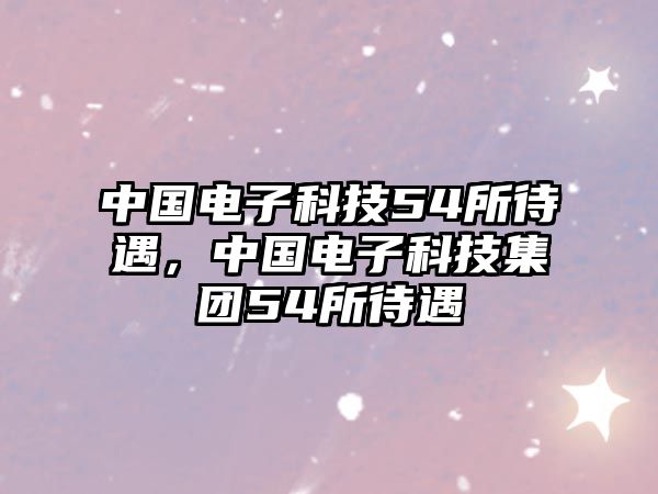 中國電子科技54所待遇，中國電子科技集團(tuán)54所待遇