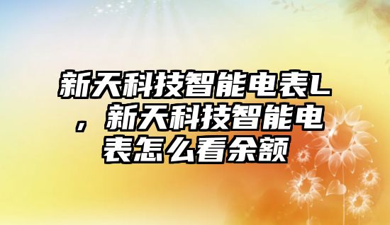 新天科技智能電表L，新天科技智能電表怎么看余額