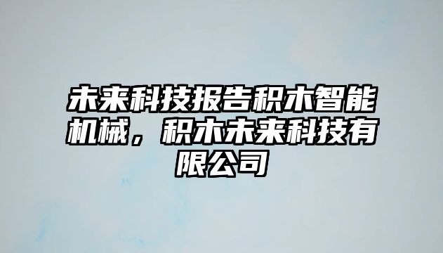 未來科技報告積木智能機械，積木未來科技有限公司