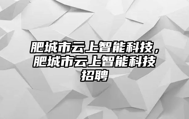 肥城市云上智能科技，肥城市云上智能科技招聘