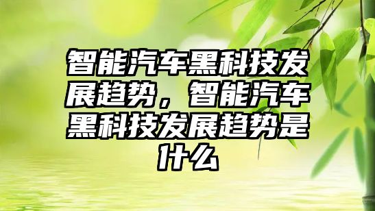 智能汽車黑科技發(fā)展趨勢，智能汽車黑科技發(fā)展趨勢是什么