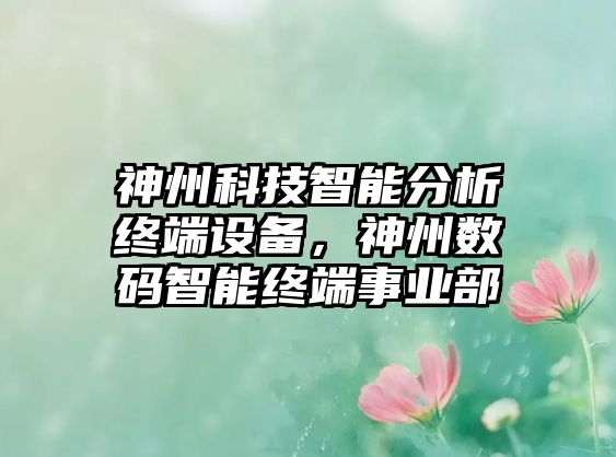 神州科技智能分析終端設(shè)備，神州數(shù)碼智能終端事業(yè)部