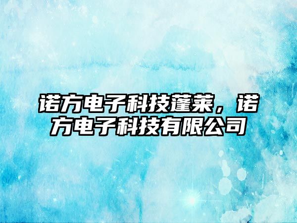 諾方電子科技蓬萊，諾方電子科技有限公司