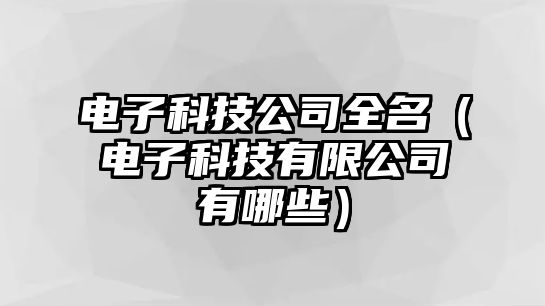 電子科技公司全名（電子科技有限公司有哪些）