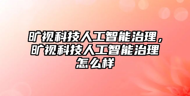 曠視科技人工智能治理，曠視科技人工智能治理怎么樣