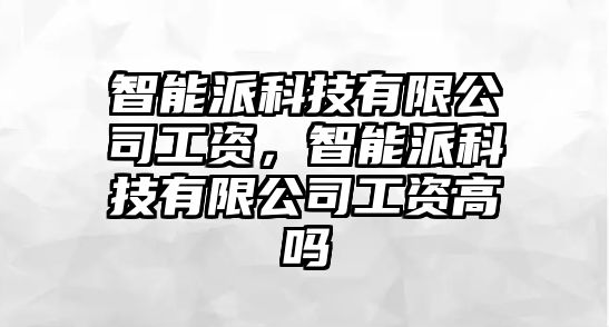 智能派科技有限公司工資，智能派科技有限公司工資高嗎