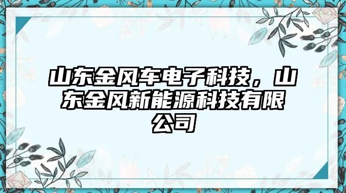 山東金風(fēng)車電子科技，山東金風(fēng)新能源科技有限公司