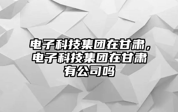 電子科技集團在甘肅，電子科技集團在甘肅有公司嗎