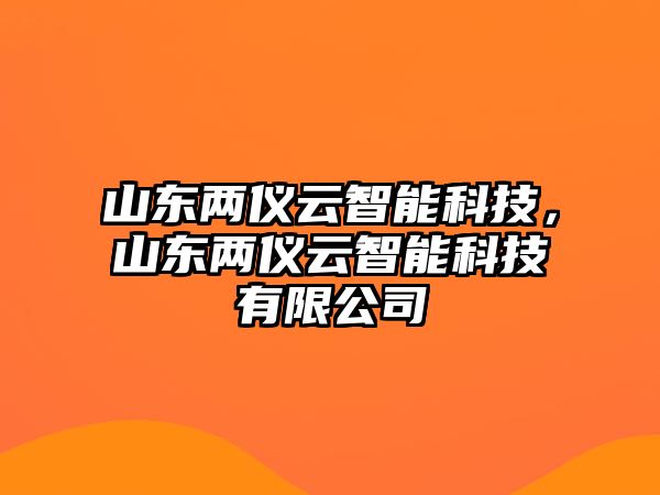 山東兩儀云智能科技，山東兩儀云智能科技有限公司