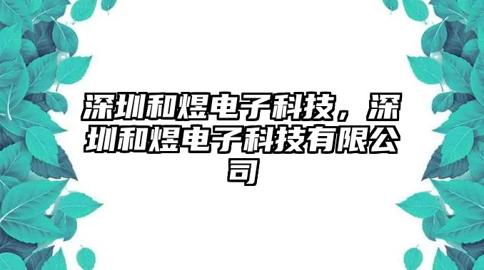 深圳和煜電子科技，深圳和煜電子科技有限公司