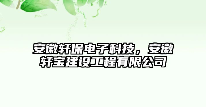 安徽軒保電子科技，安徽軒寶建設(shè)工程有限公司