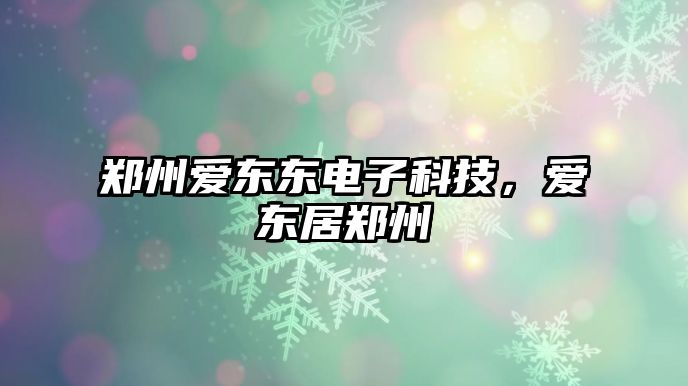 鄭州愛東東電子科技，愛東居鄭州