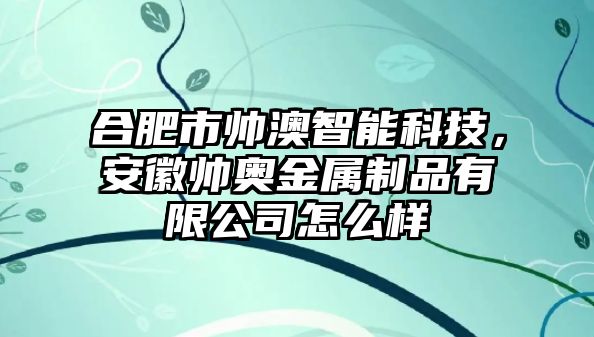 合肥市帥澳智能科技，安徽帥奧金屬制品有限公司怎么樣